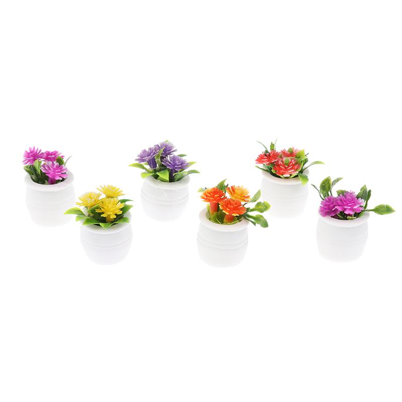 3Pcs 1:12 Dollhouse Miniature Green Plant In Pot Simulation Potted Plants
