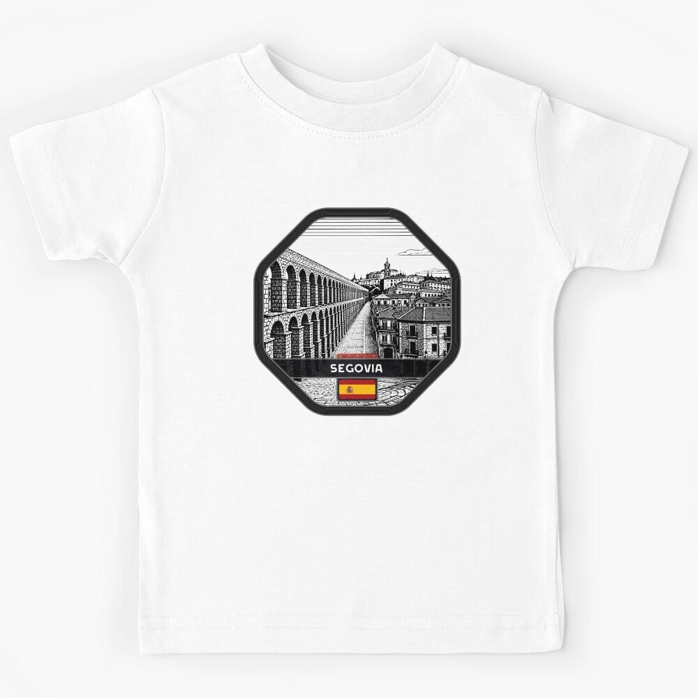 Segovia Spain Linocut Style Kids T-Shirt 130