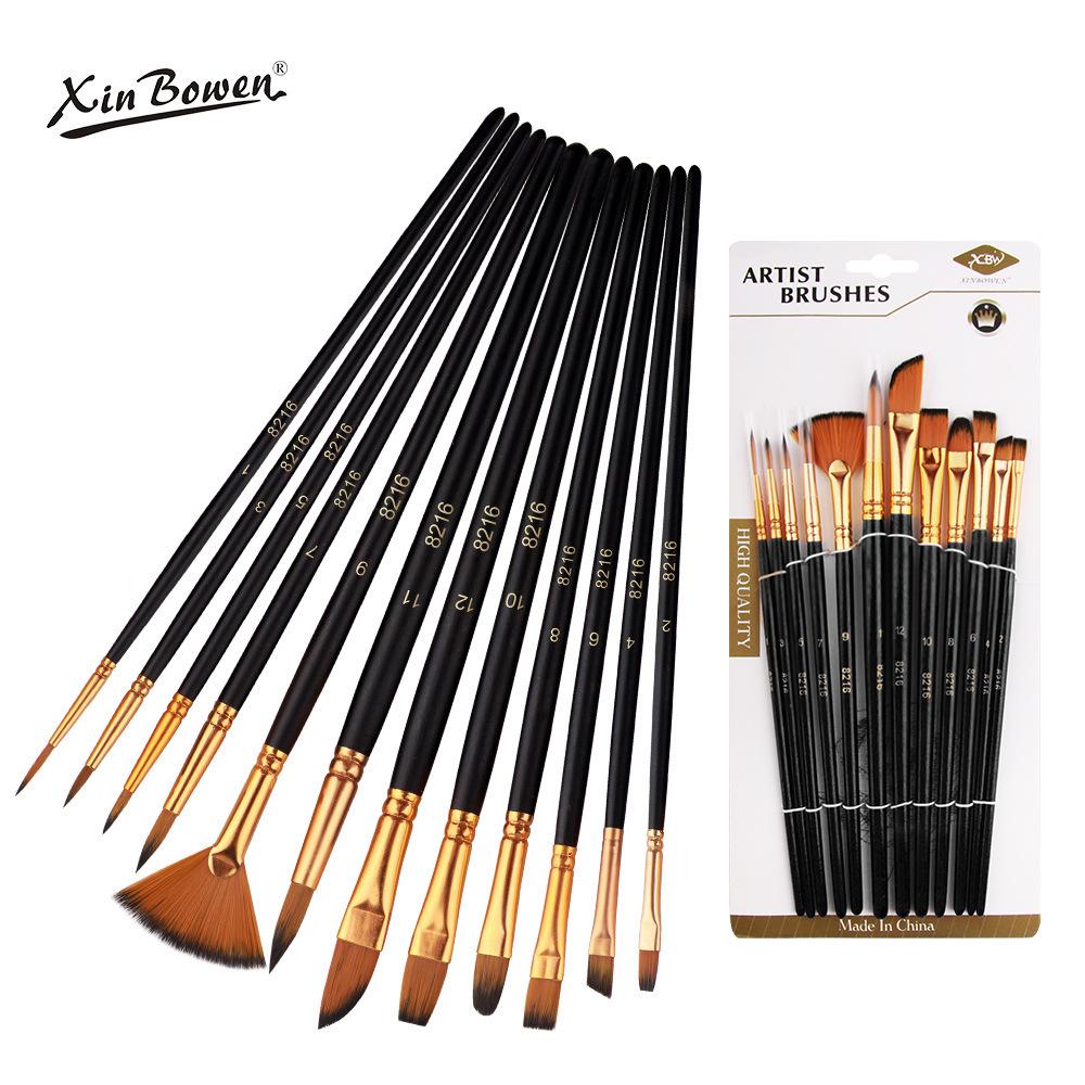 10-Piece Nylon Oil & Acrylic Paint Brush Set for Students