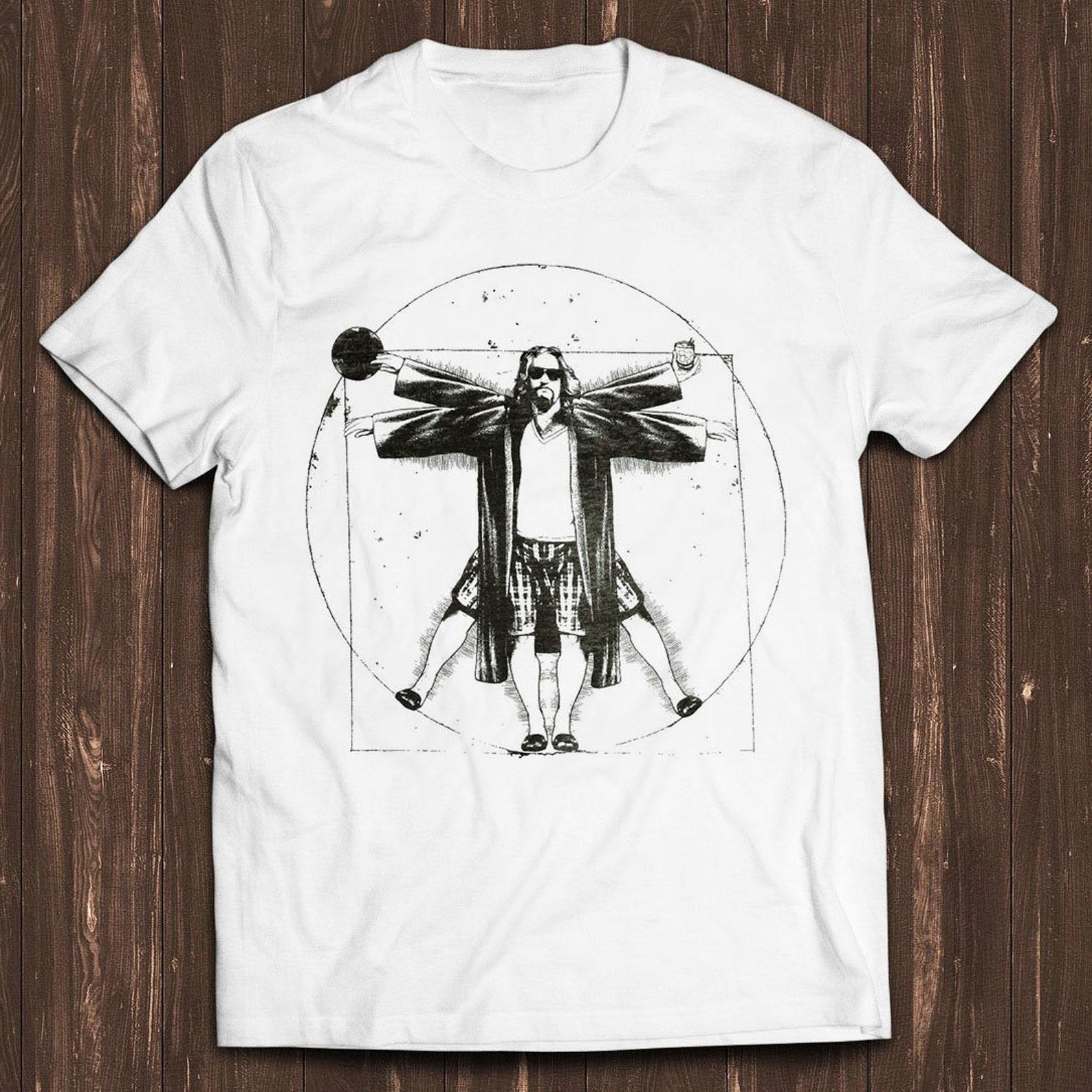 The Dude Big Lebowski Walter Da Vinci Vitruvian Man Jesus Meme Funny Top Style Unisex Gamer Movie Music Gift Cool Tee T Shirt C309 S