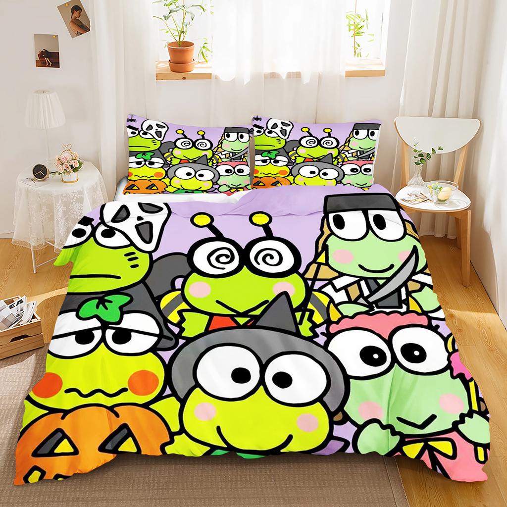 Keroppi Cartoon Quilt Cover Cute Big Eyed Frog Printed Soft Bedding Custom Made Home Baby Bedroom Comforter Children Gift