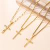 Elegant Crystal Cross Pendant Necklace: Light Luxury Clavicle Chain, Personalized High-End Design for Women