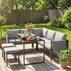 Garden Lounge Set, Outdoor Corner Sofa, 6 Pieces, 10 cm Cushions, High Table, 2 Footrests, Grey