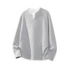 Fake Two Long Sleeved T-shirts, Men's Spring and Autumn Trend, Waffle Style Loose Fit, Bottom Layer, Simple Casual Top