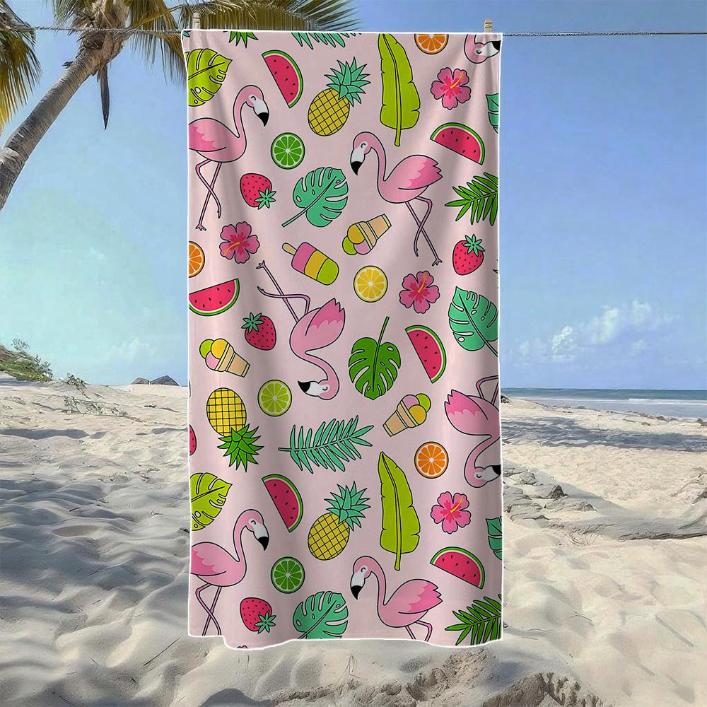 

Flamingo Beach Scene Beach Towel, Soft Quick-Drying, Perfect For Portable Outdoor Travel, Swimming, Camping And Summer Beach W40*H60(CM)