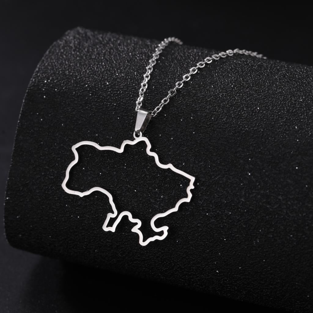 LIKGREAT Hollow Ukraine Map Pendant Necklace Trident National Symbols Of Ukraine Necklaces Flag Ukrainian Party Jewelry Gifts
