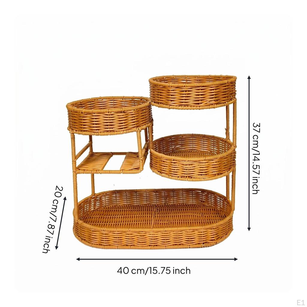MultiLevel Fruit Rack Imitation Rattan Woven Basket Handwoven Texture Display Shelf