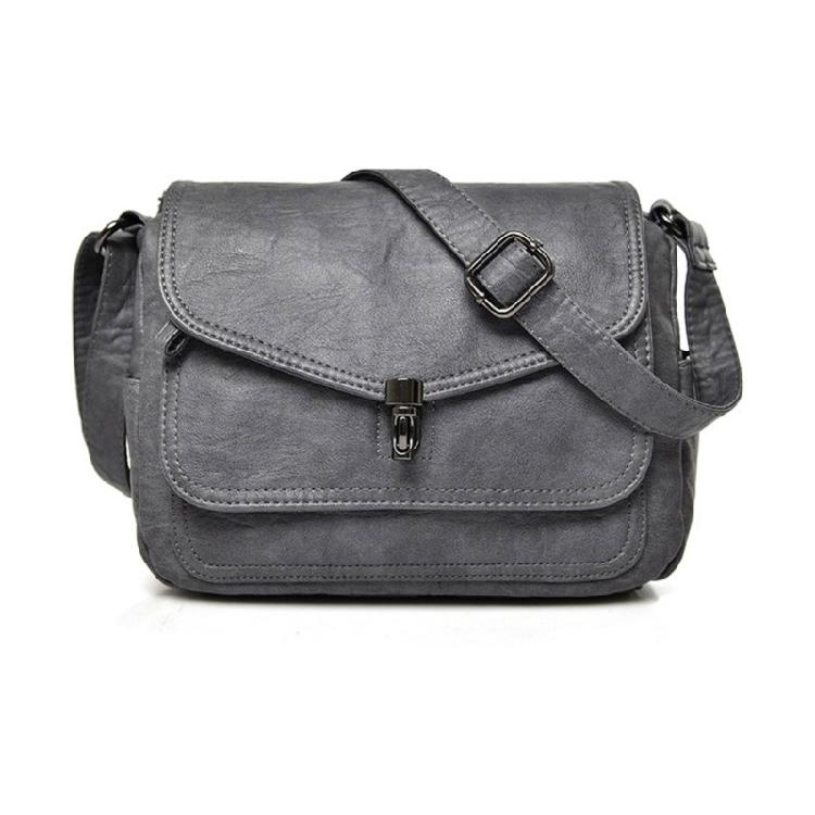 

Crossbody Bag Versatile Shoulder Bag for Women Solid Color Vintage Leather Bag сірий колір