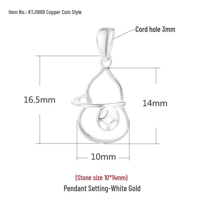 

925 Sterling Silver Gourd Buckle Clip Clasp for DIY Jade, Amber, and Pendant Settings - Simple Lucky Bag Design Sterling Silver