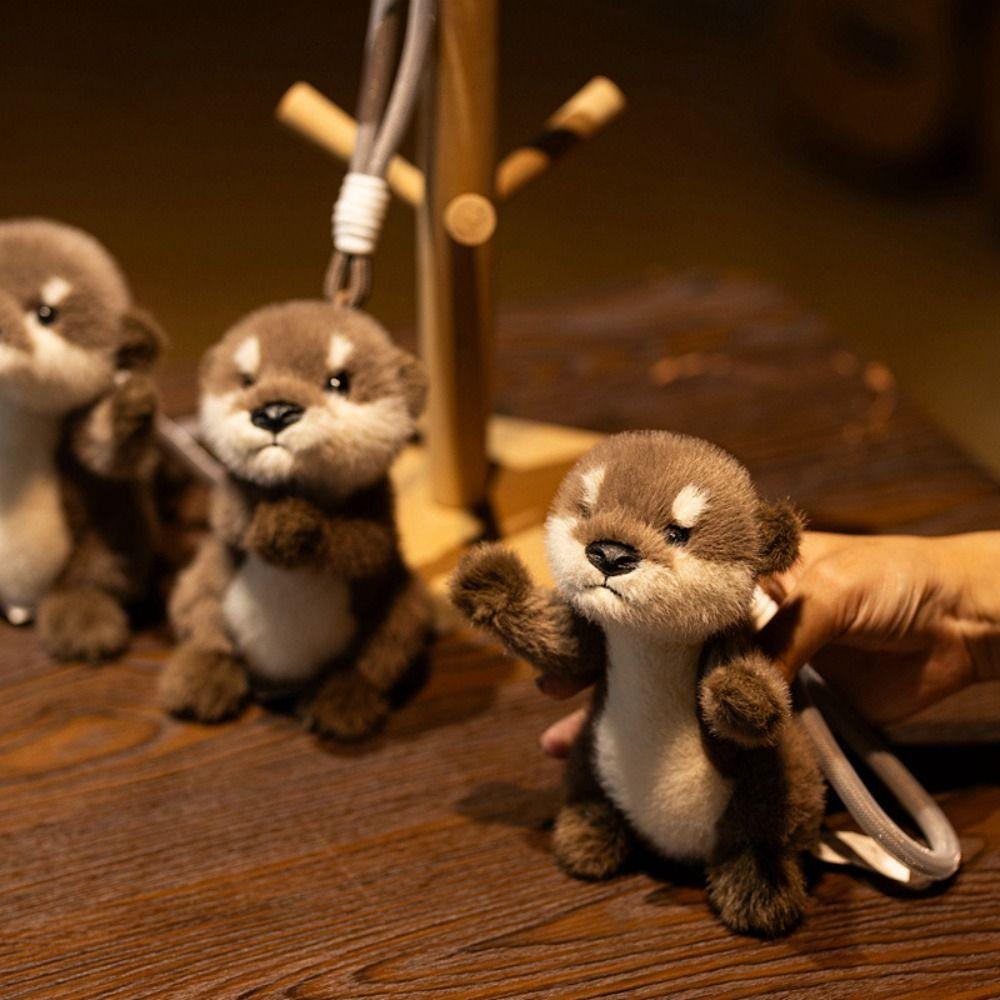 Süßes Design Otter Plüsch Schlüsselanhänger Realistisches Aussehen Otter Plüschtier Geschenk für Freundin