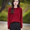 Maglione da donna alla moda di alta gamma 100% lana a trecce - Pullover invernale versatile
