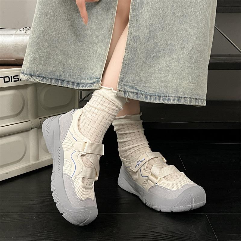 Yueyu summer breathable ugly cute big head shoes women's spring sports single shoes breathable versatile Velcro sports casual shoes