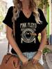 Жіноча футболка з V-подібним вирізом "Pink Floyd Dark Side of The Moon", Ретро футболка з принтом рок-гурту, Повсякденна футболка з коротким рукавом