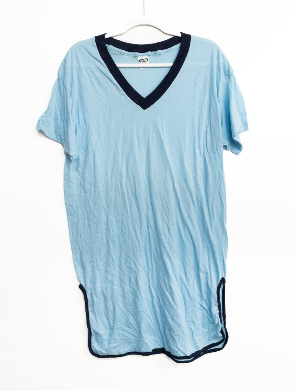 Ched By Anvil Mens Sky Blue Black Polycotton T-Shirt V-Neck One Size Fits All S