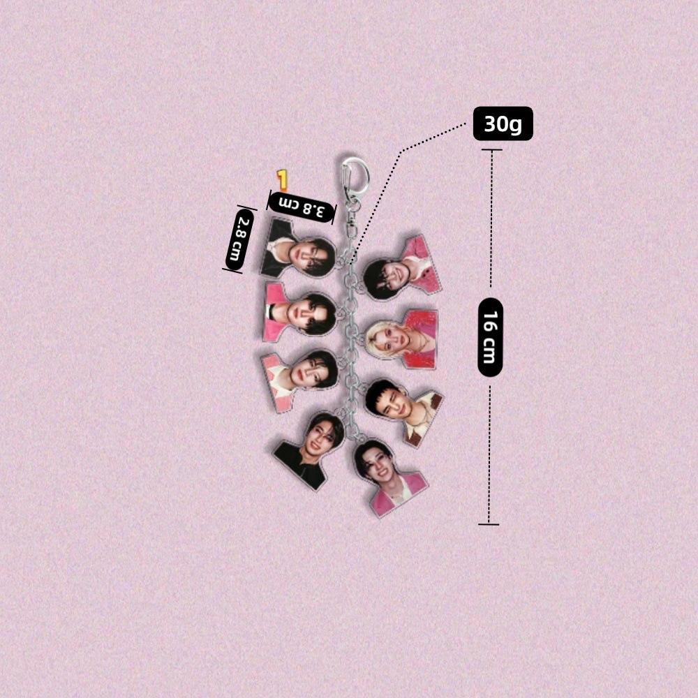 Stray Kids Multi-Charm Acrylic Keychain, Kpop Member Photo & Cartoon & SKZOO Character Dangling Charms, STAY Fans Collectible Bag Pendant