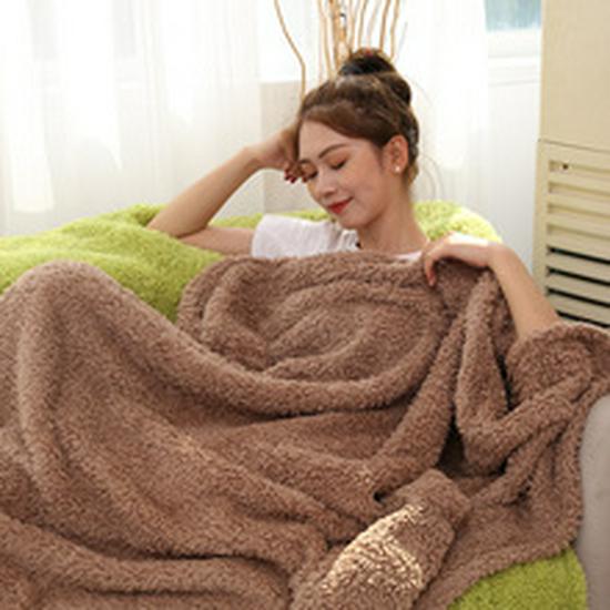 Dual-Purpose Warm Shawl Blanket - Double-Layer, Thick, Perfect for Office Naps or Lounging