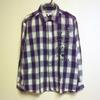 [USED] Purple check shirt recommended for fans of Y2K, Achieve, bands, and skulls.