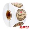 100-500Pcs Vintage Kraft Paper Stickers Scrapbook Gift Stationery Label Stickers Handmade With Love Thank You For The Stickers