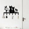 Black Cat Metal Wall Hook, Silhouette Key Holder, Decorative Animal Hook for Entryway Living Room Halloween Gift
