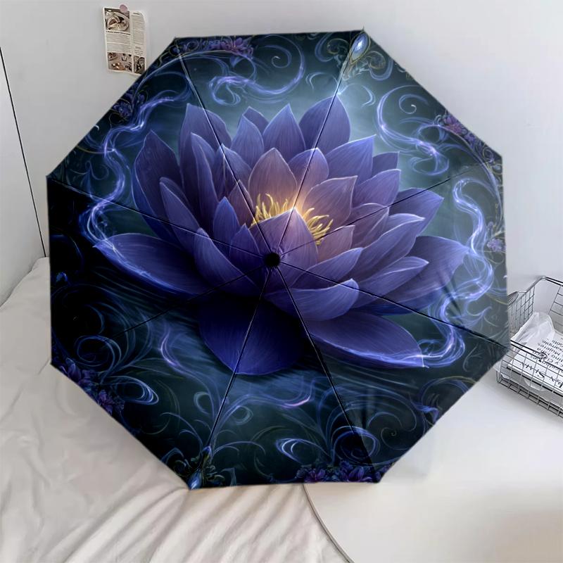 

Lotus pattern, automatic folding umbrella, portable and foldable design, 8 ribs, a Christmas or birthday gift.
