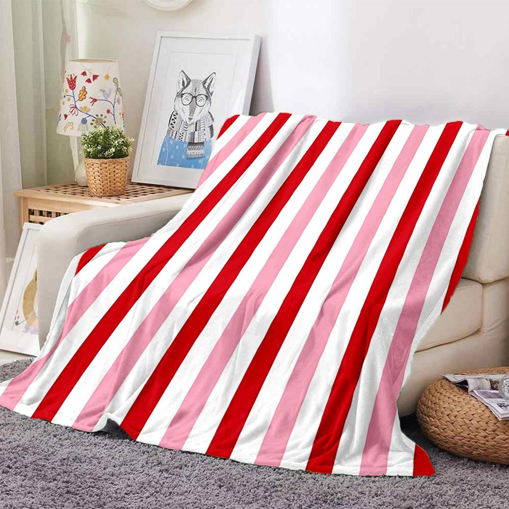 1pc Red Stripes Blanket Warm, Cozy, And Soft, Suitable for Sofas, Beds, Cars, And Office Use.Perfect for Camping And Travel, Making It a Great Gift fo
