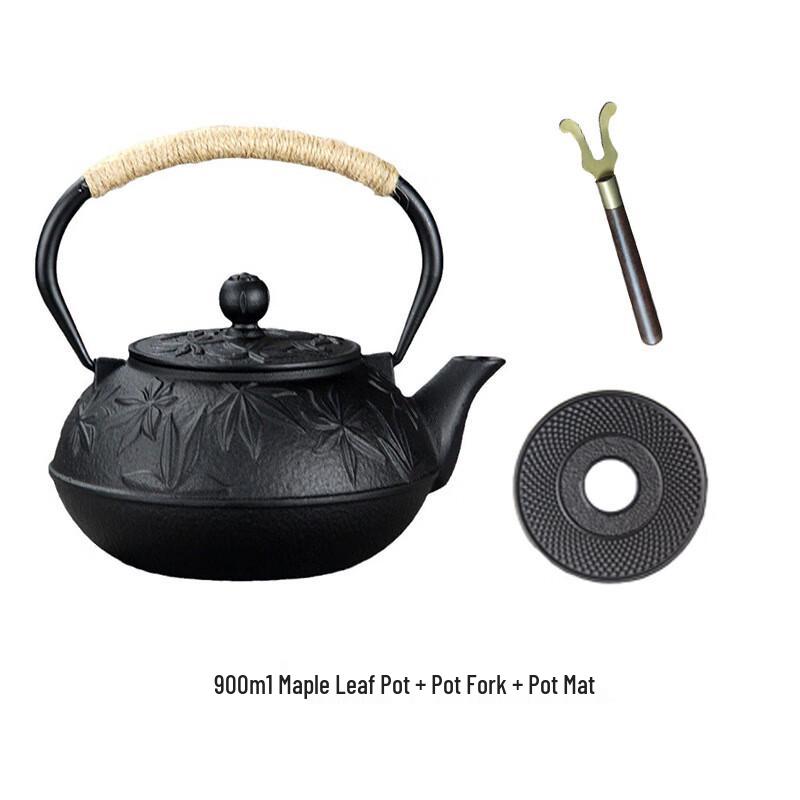 ZISIZ Maple Leaf Cast Iron Teapot Set