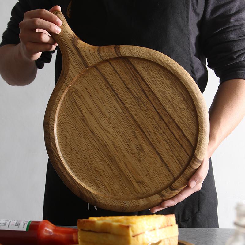 12 Inch Round Zebra Wood Cutting Board Heavy Duty Kitchen Chopping Board Bread Pizza Food Serving Plate Tray Wooden Utensils