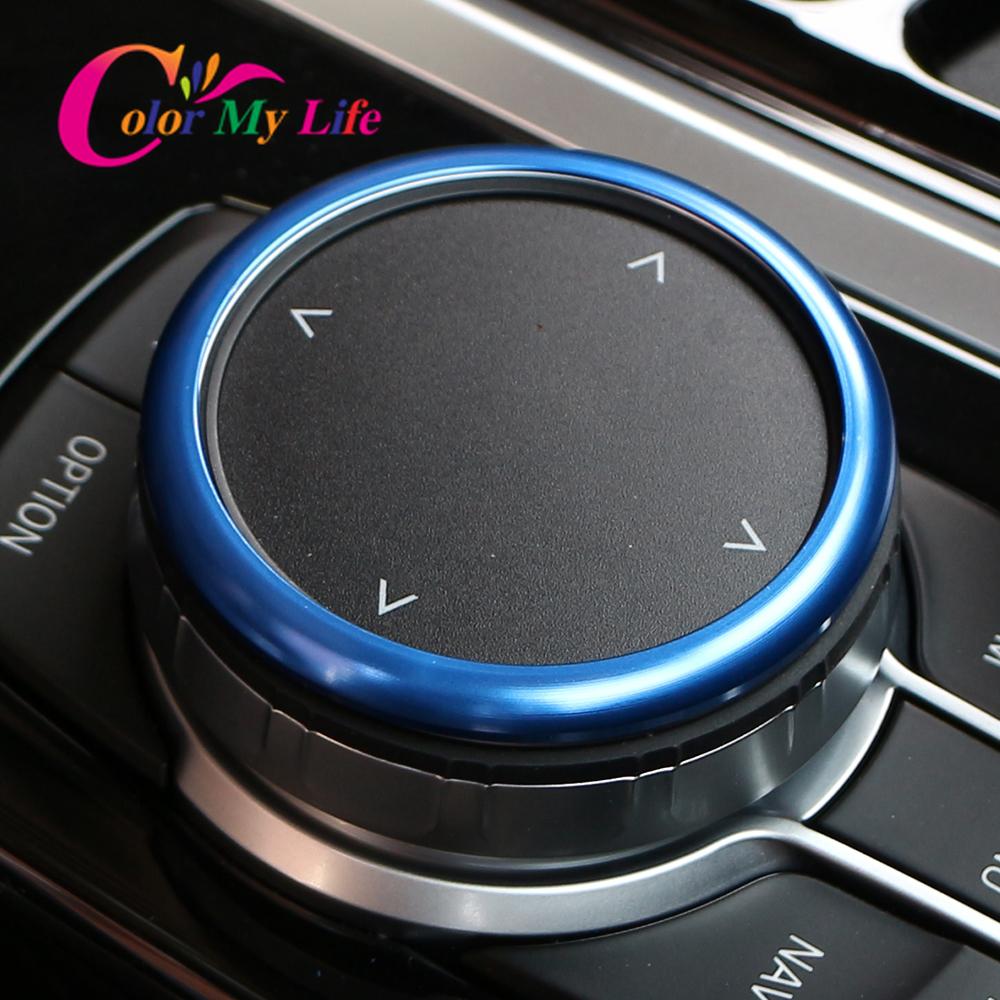 Aluminum Alloy Car Center Console Ring Multimedia Knob Button Sticker Trim for BMW 5 Series G30 X3 G01 2018 - 