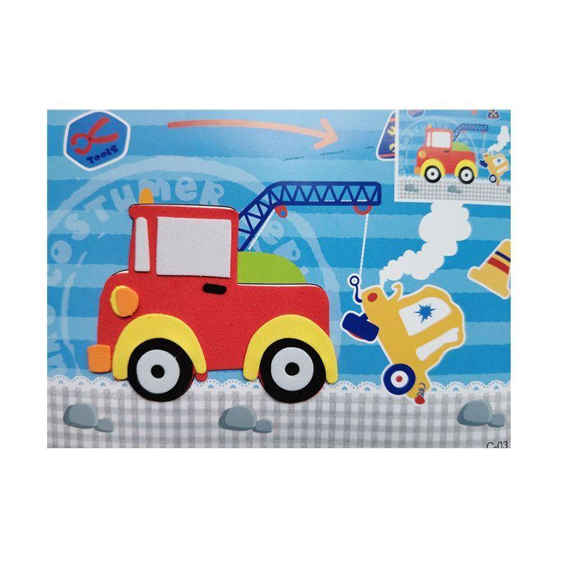 10 Piece 3D Stickers Eva Cartoon Diy Craft Materials Educational Learning Stickers Puzzle Traffic Car Toy Painting Handicraft
