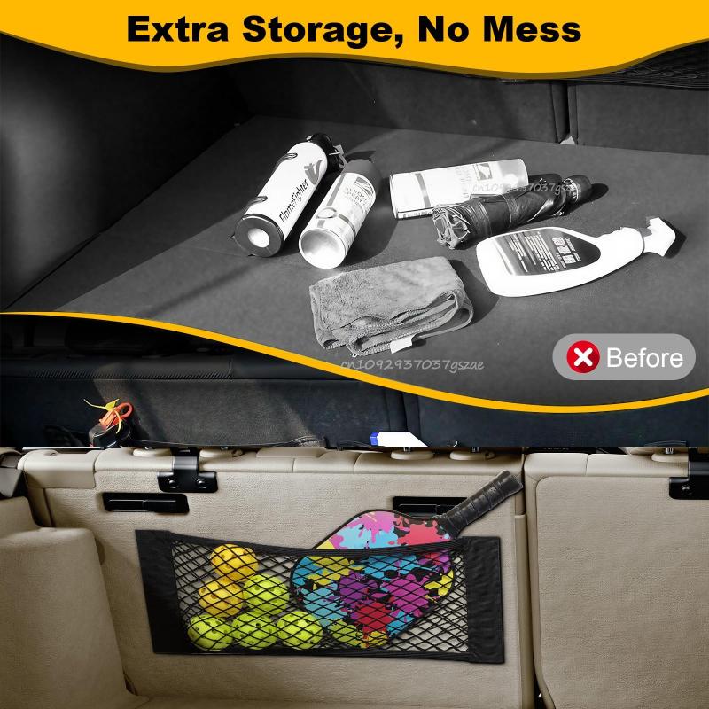 Universal Car Trunk Storage Net Stretchable Mesh Pocket Magic Sticker Elastic String for Rear Seat Back Organizer Stretchable