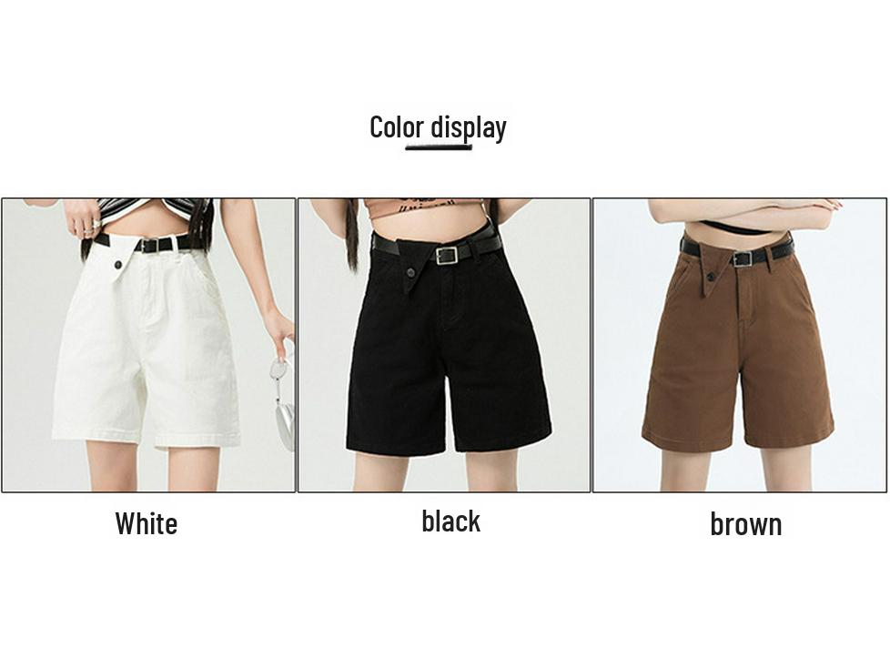 2025 İlkbahar/Yaz Kadın Elastik Kore Tarzı Kemerli Denim Şort