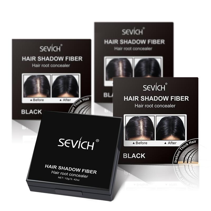 SEVICH Poudre capillaire magique duveteuse 12 g pour ligne de cheveux, ombre à paupières, anti-cernes, couverture des racines, couverture grise, unisexe, instantanément, noir/brun foncé/café