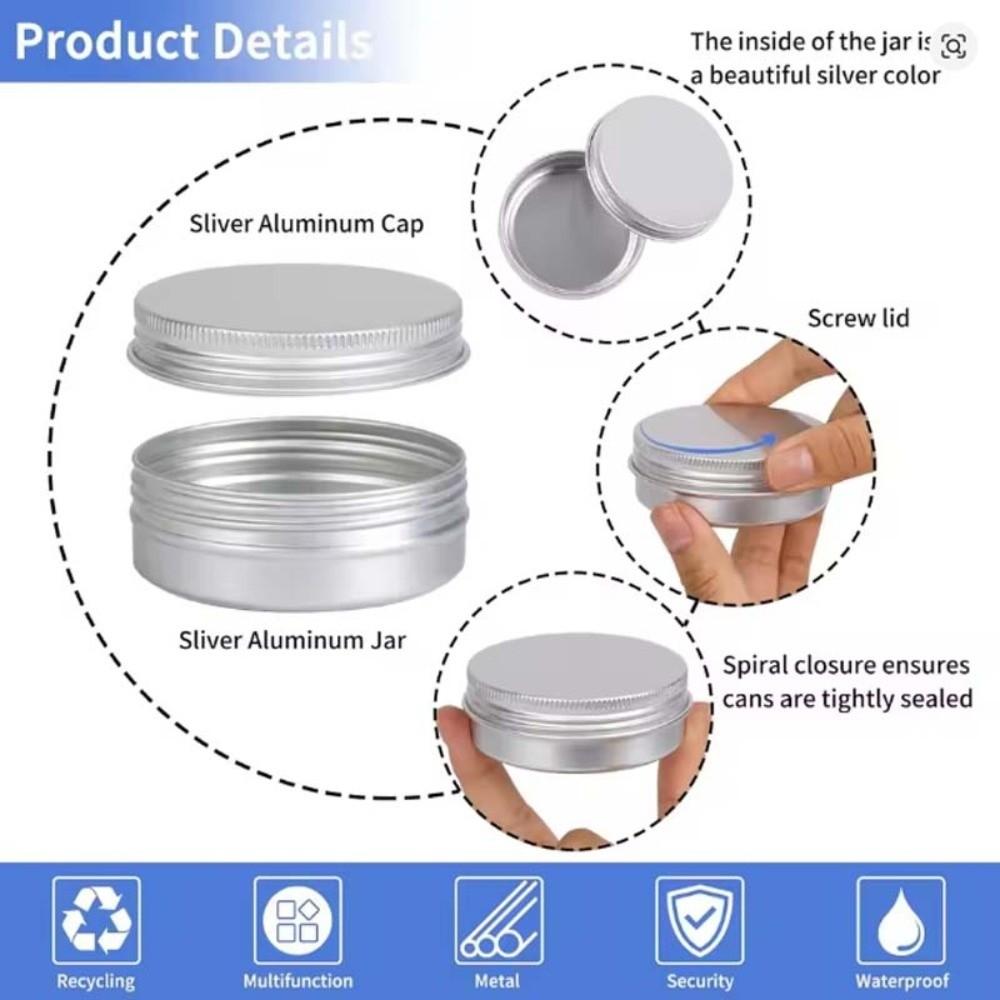 New Round Aluminum Tin Can Aluminum Screw Lid Threaded Aluminum Box 50ML Capacity 80ML Capacity Aluminum Container for Salve