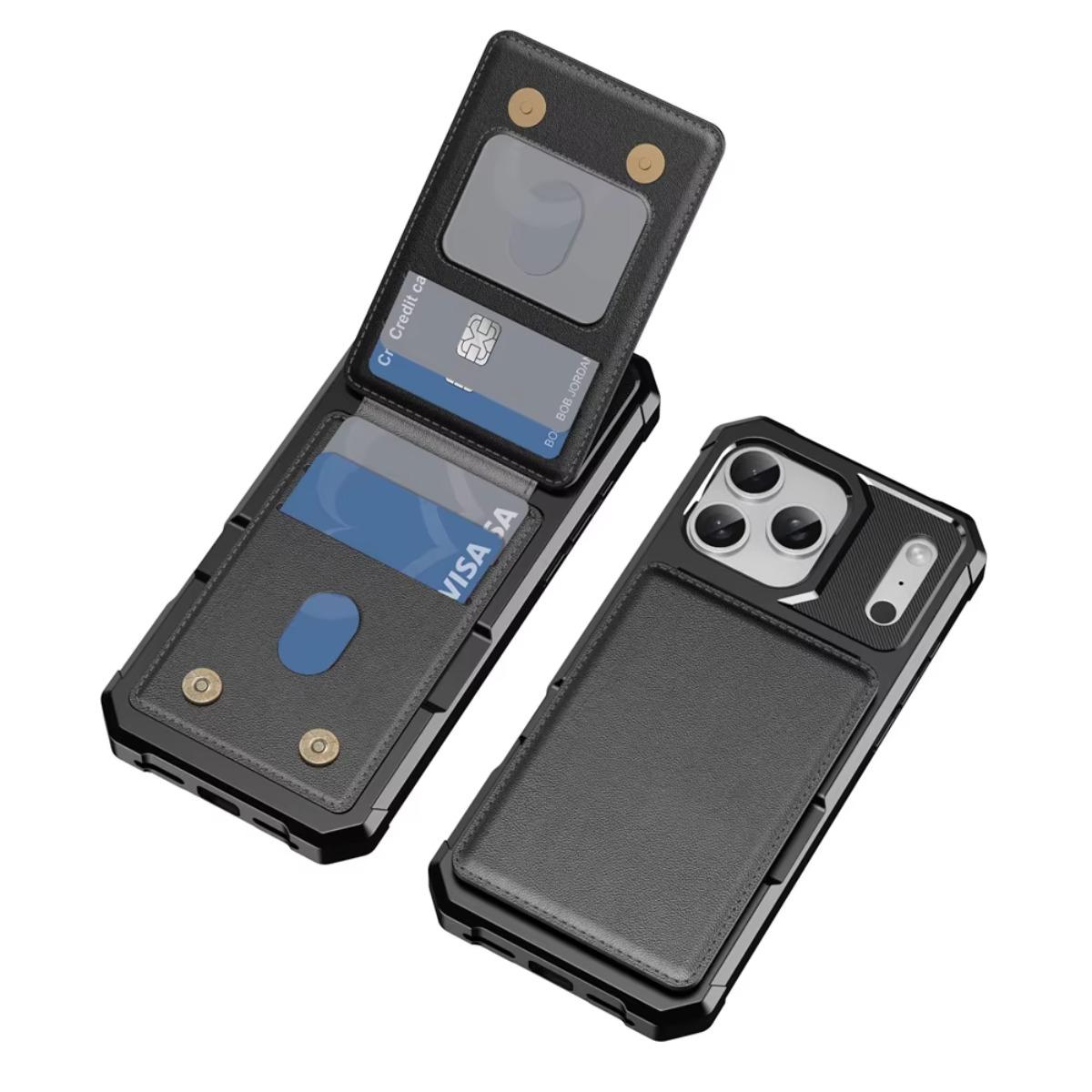 

Solt Holder Wallet Cards PU Leather Flip Phone Case for Apple IPhone 17 Air 16E 16 15 14 Plus 13 12 Pro Max Soft Back Cover iPhone 16e чорний