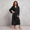 Women's Solid Color Long Sleeved Plush Bathrobe With Belt
