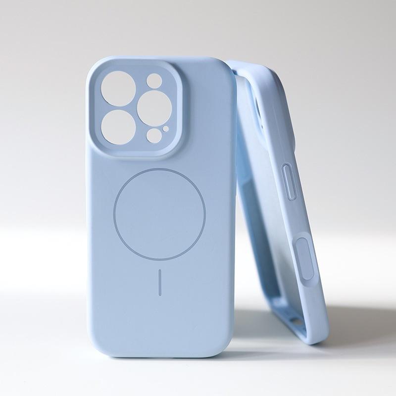 Magnetic liquid silicone case, suitable for iPhone17ProMax mobile phone case, camera button integrated, Apple 16 all-inclusive.