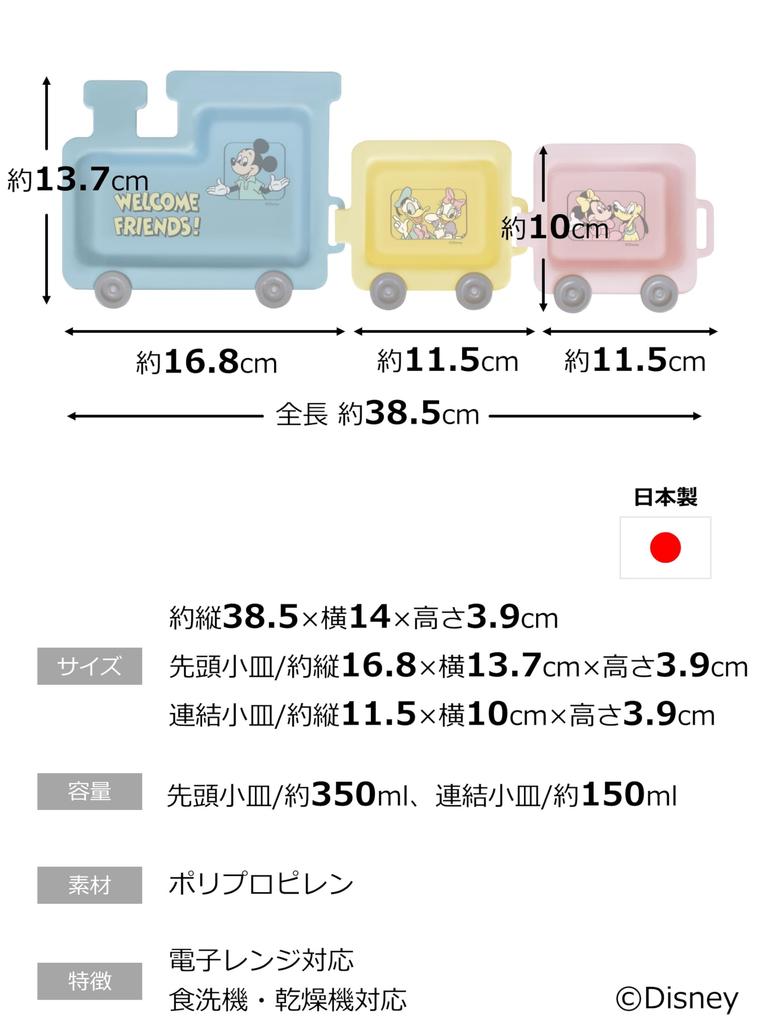 Nishiki Kasei Mickey Mouse Train Lunch Perfect for and Made In Character Small and Dryer Safe Plate, Meals, Childcare, Parenting, Japan, Plate, Lunch,