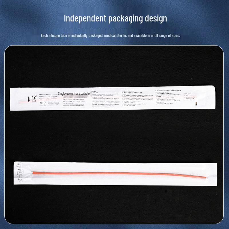 Jiangyang Sterile Red Rubber Single-Use Catheter with Urine Collection Bag for Men and Women.