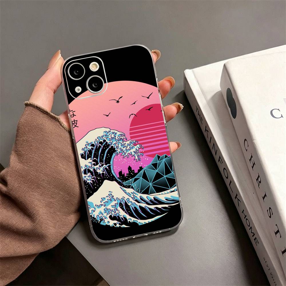 G-Great Wave Off Kanagawa Phone Case For iPhone17,16,15,14,13,12,11 Plus,Pro Max Soft Transparent Cover