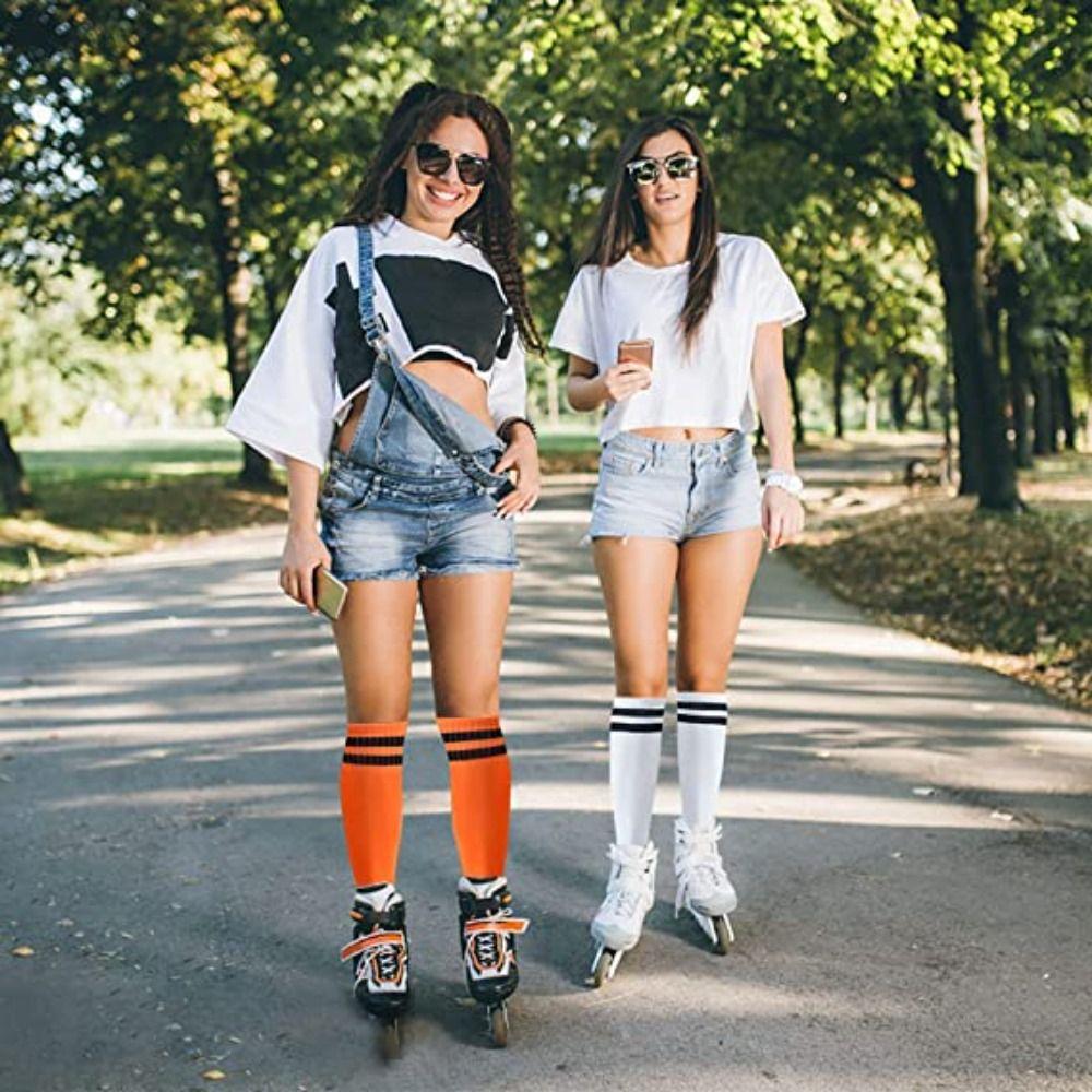 Striped Football Socks Unisex Knee High Stockings Japanese Style Long Tube Socks Dance