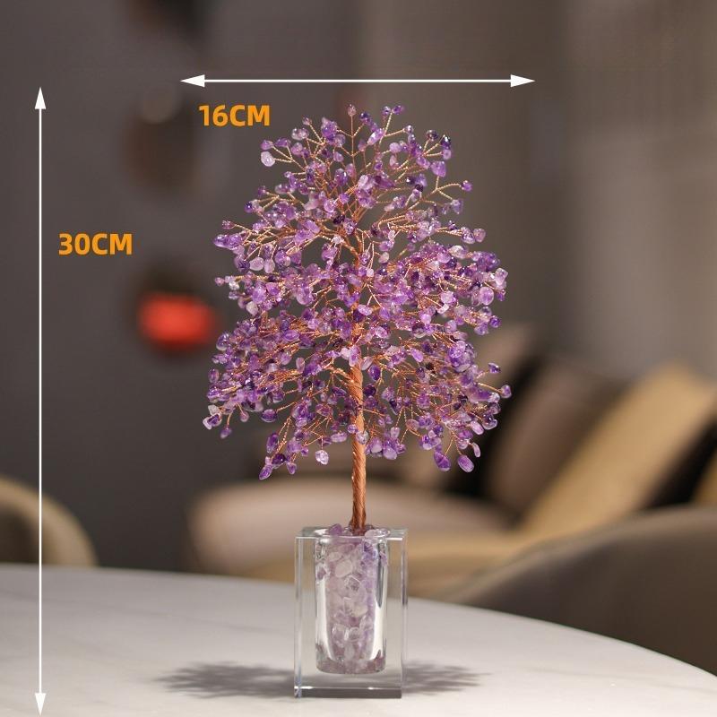 Amethyst Crystal Tree Crystals Healing Stones Reiki Natural Crystal Base Copper Wire Tree Life Spiritual Meditation Energy Room Office Desk Decor Gift
