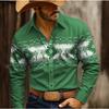 Men's Distressed Printed Long Sleeve Shirts Casual Cardigan New Button Holiday Fashion Shirts