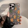 Cute Gingerbread Man Christmas Phone Case For iPhone 17 16 13 12 11 14 15 Pro Max Luxury Electroplate Silver Shockproof Cover
