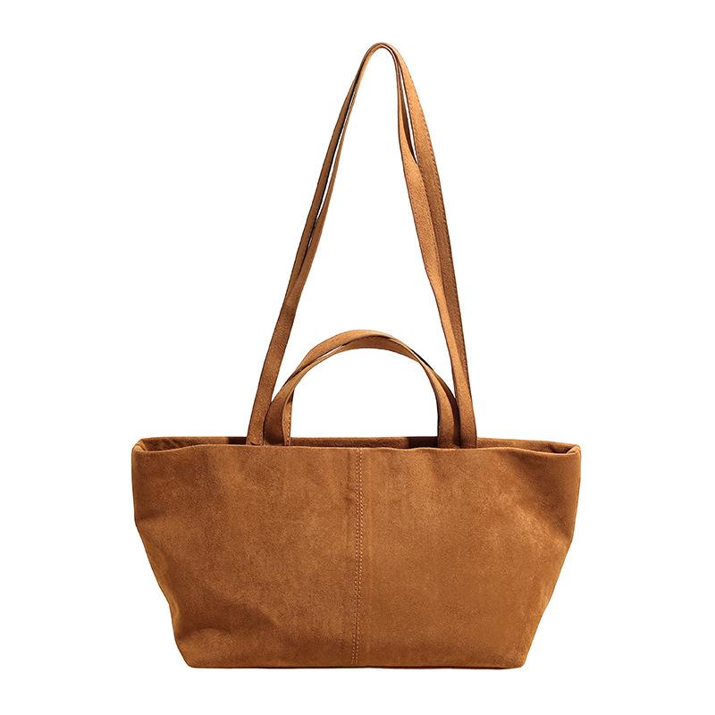 Retro light luxury niche portable tote bag women's large-capacity versatile suede commuter versatile shoulder armpit bag