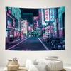Vaporwave Japanese City Tapestry Cyberpunk Anime Backdrop Wall Hanging for Bedroom Gaming Room Home Decor
