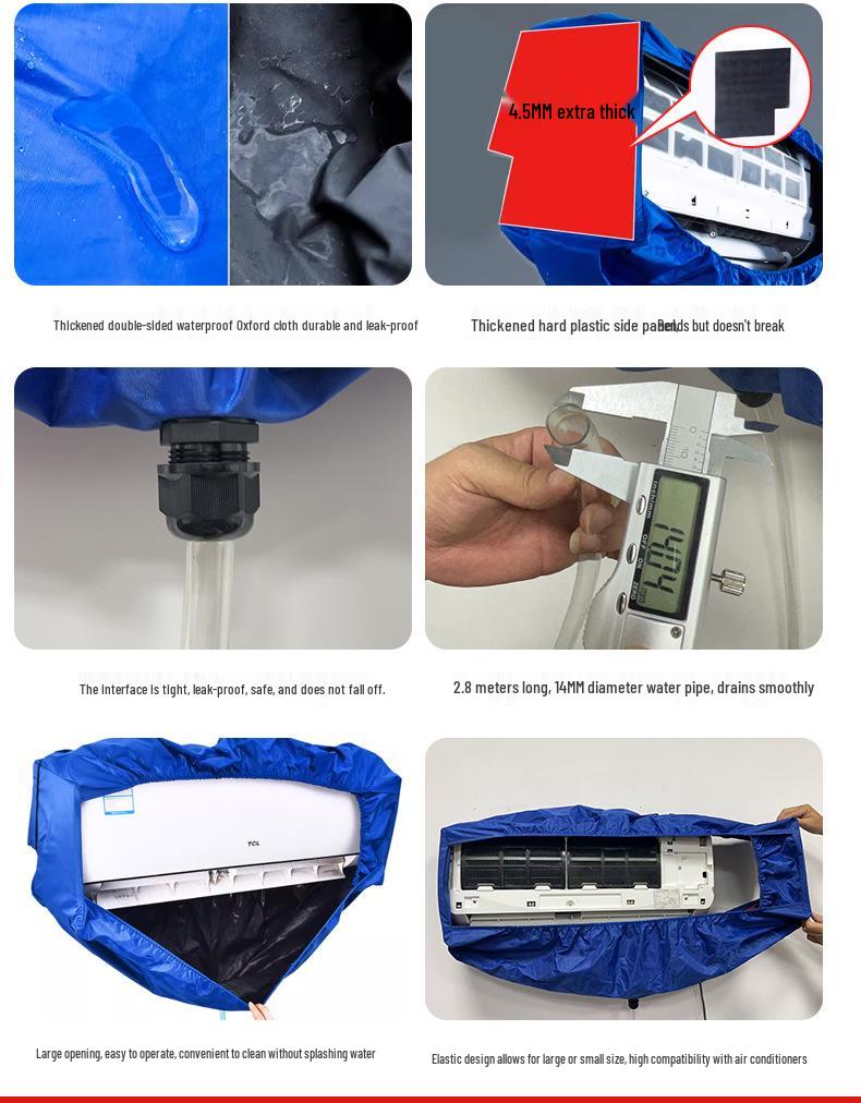 Wall-Mounted Air Conditioner Cleaning Bag with Water Collection