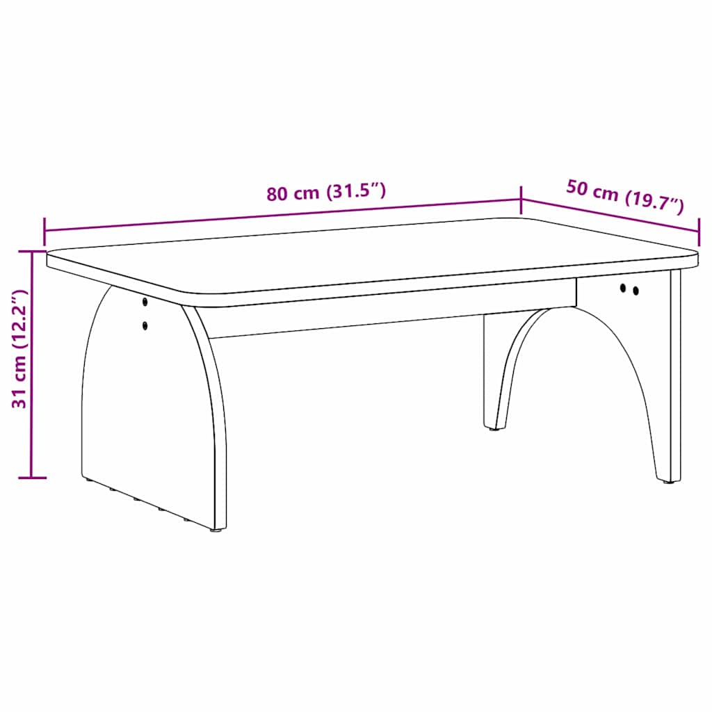 Natural Coffee Table 80 x 50 x 31 cm Solid Pine Wood