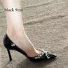 Tacchi Alti da Donna con Strass Nuove Sexy Scarpe Singole Moda Festa Stiletti Punta Acuta Colore Solido Scarpe Basse a Punta