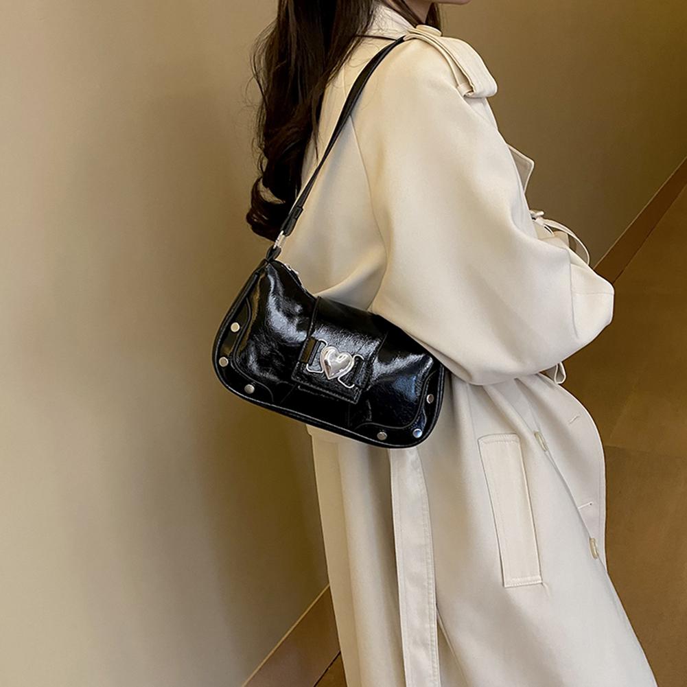 PU Leather Stylish Armpit Bag Large Capacity Women Daily Shoulder Bag Adjustable Strap Y2K Solid Color Travel Bags