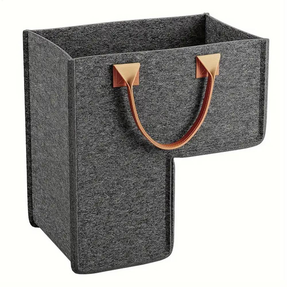 L Shaped Felt Basket stair Space Saving Storage Bag with Handles Stairsteps Clothes Washable Ladder Basket Staircase Organizer темно-серого